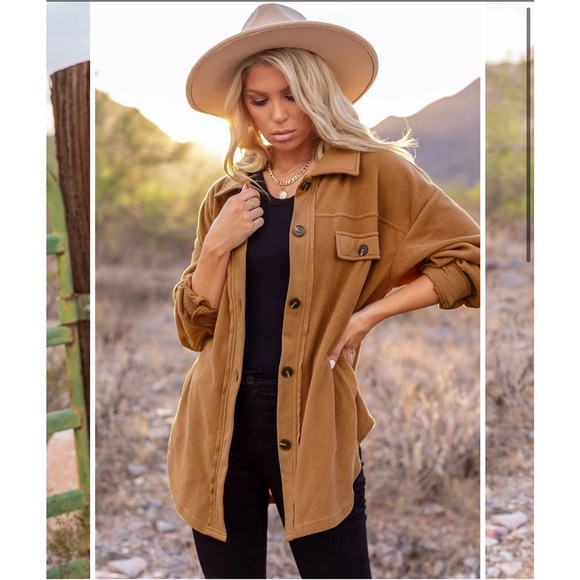 Ruby Camel Button-Down Shacket - Picture 2 of 5